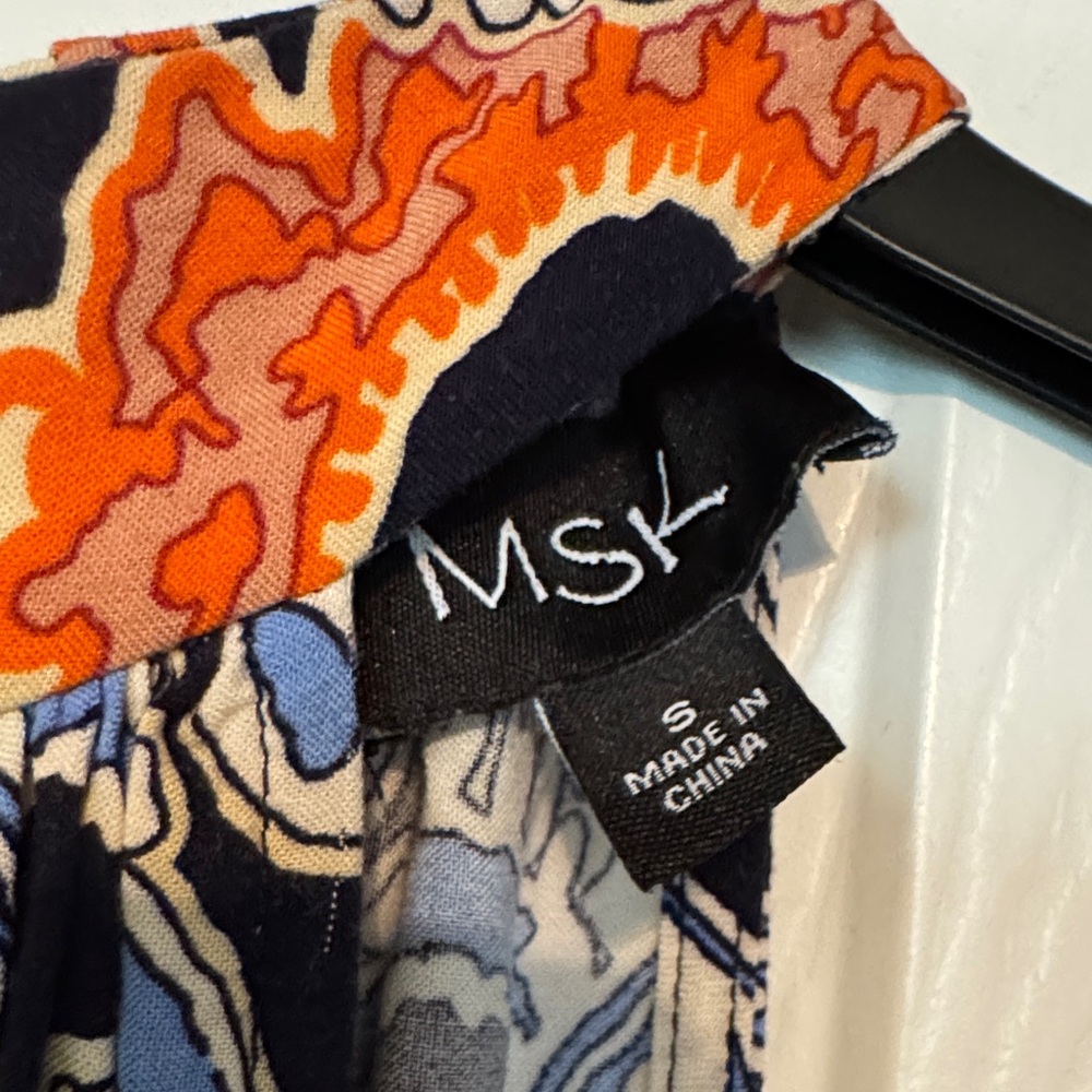 NWT MSK Paisley Halter Maxi Dress with Orange Accents - Picture 4 of 7
